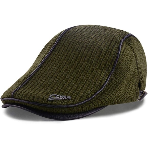 Men's Hat-t7-green 100% Cotton  Adjustable Newsboy Hats Cabbie Gatsby Cap - Picture 1 of 7